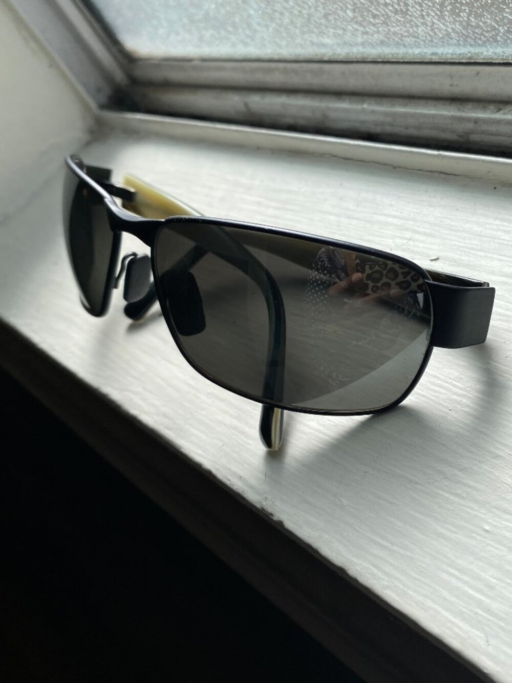 Pre-loved Maui Jim Black Coral MJ 249-2M Rectangle Black Polarized Sunglasses
